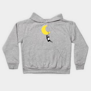 Girl swings under moon Banksy style Kids Hoodie